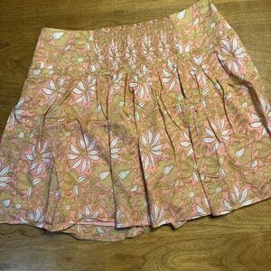 Banana Republic Women's Floral Pleated Mini Skirt Gold Pink Size 10